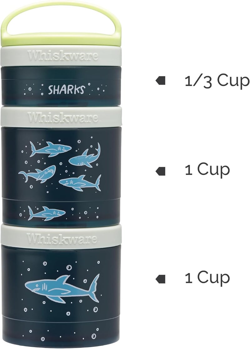 Whiskware Stackable Snack Containers for Kids and Toddlers, 3 Stackable Snack Cups for School or Travel, Sharks(Pack of 1) - Image 2